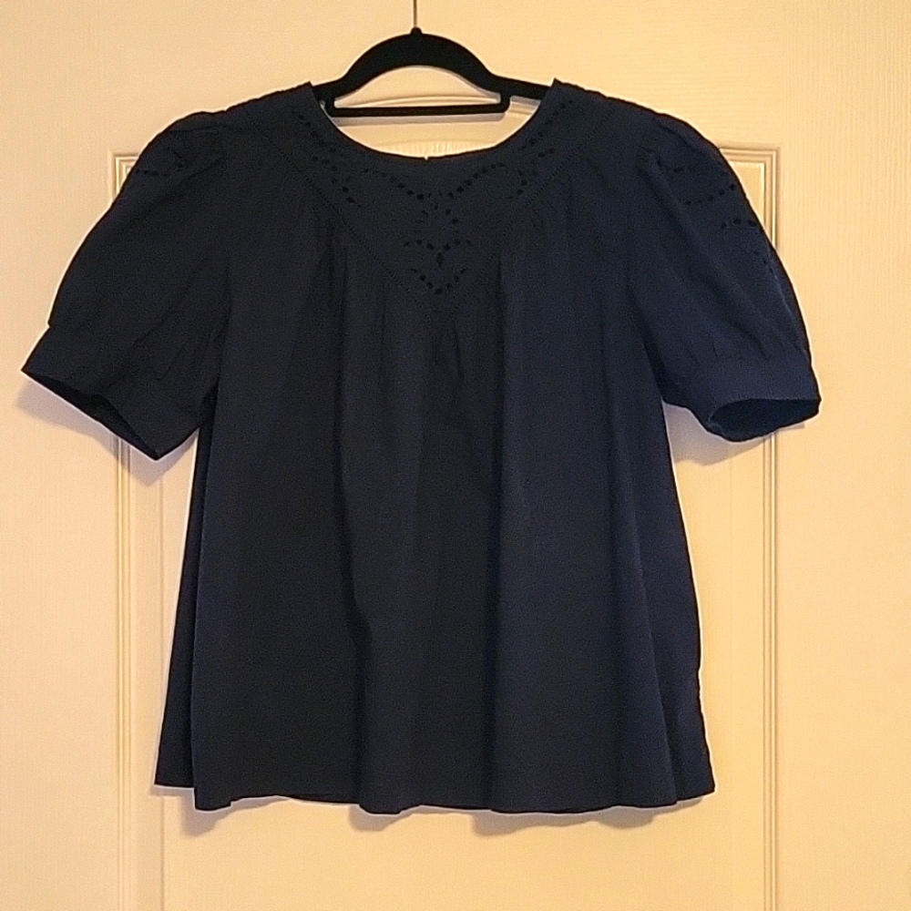 Navy Blue Short Sleeved Top